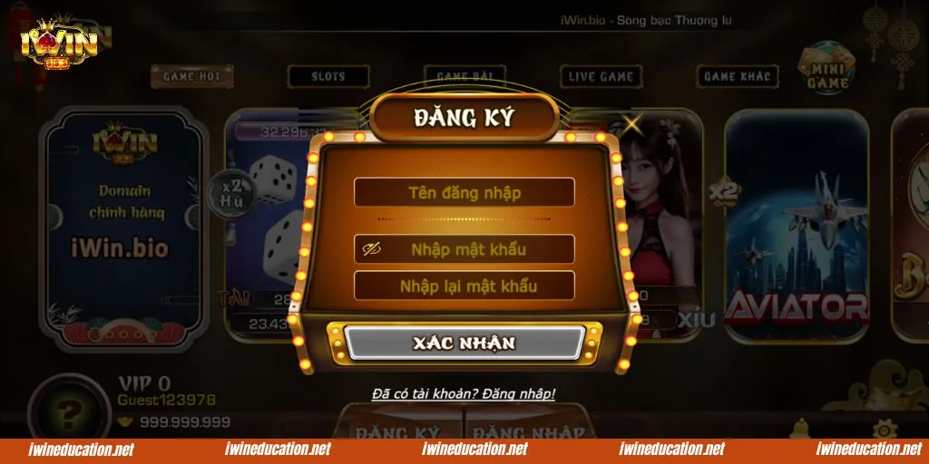 Quá trình đăng ký IWIN trên máy tính rất đơn giản