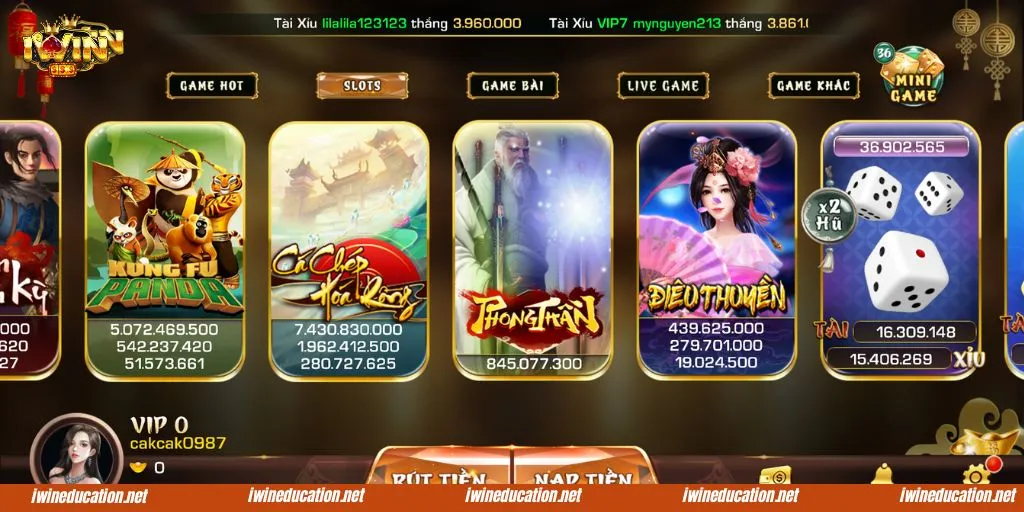 IWIN hoàn cược đến 8% cho các game nổ hũ